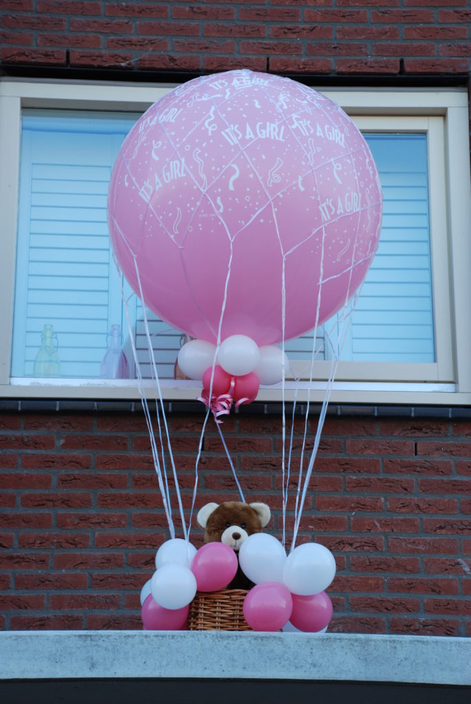 De Ballonnenkoning - ballonmand meisje - roze wit