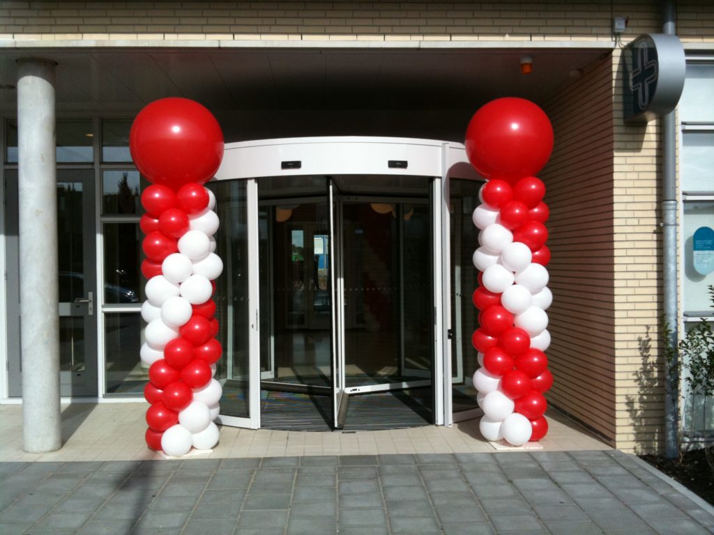 De Ballonnenkoning - ballonpilaren - large - rood wit - rode topballon