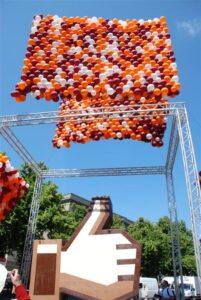 De Ballonnenkoning – ballonwand of ballonmuur – oranje wit rood