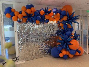 De Ballonnenkoning – shimmerwall zilver blauw oranje De Ballonnenkoning – shimmerwall zilver blauw oranje